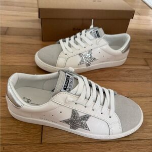 Vintage Havana White & Silver Glitter Carla Star Sneakers